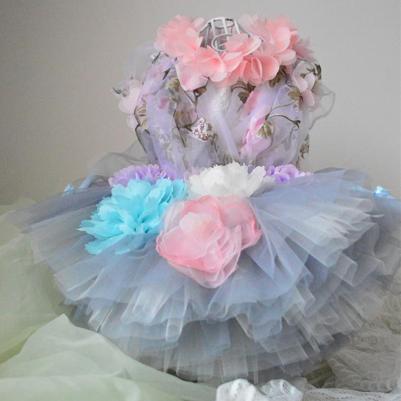 Pet Dog Dress Handmade Embroidery Flower Puppy Clothes Lace Princess Tutu Wedding Dresses For Small Dogs Skirt Chihuahua Poodle