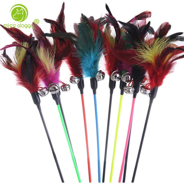 100 Pcs/Set Colorful Feather Pet Dog Toys Lovely Bells Training Funny Cat Dogs Toys for Small Dogs Interactive Puppy Kitten Toy