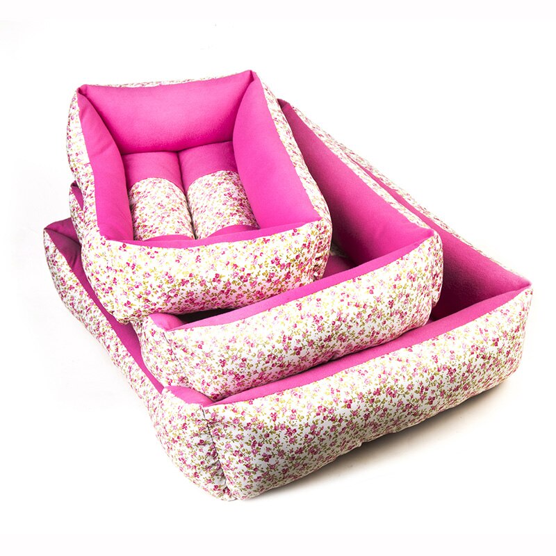 XINAN 2018 New Small floral fashion pet three-piece dog nest cat litter trend Teddy Poodle Samoye pet nest G-15