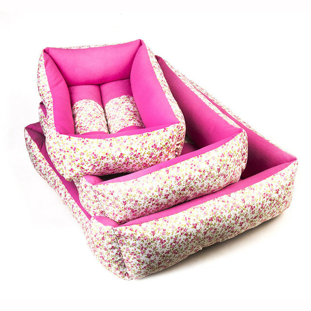XINAN 2018 New Small floral fashion pet three-piece dog nest cat litter trend Teddy Poodle Samoye pet nest G-15